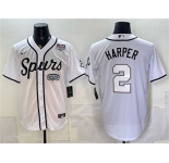 Men's San Antonio Spurs #2 Dylan Harper White USA 250' Patch Stitched Baseball Jersey