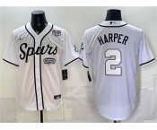 Men's San Antonio Spurs #2 Dylan Harper White USA 250' Patch Stitched Baseball Jersey
