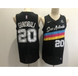 Men's San Antonio Spurs #20 Manu Ginobili Authentic Black  Basketball Jersey - 2020-2021 City Edition