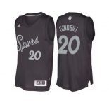 Men's San Antonio Spurs #20 Manu Ginobili Black 2016 Christmas Day NBA Swingman Jersey
