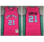 Men's San Antonio Spurs #21 Tim Duncan 1998-99 Pink Throwback Stitched Basketball Jersey