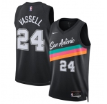 Men's San Antonio Spurs #24 Devin Vassell Black 2025-26 City Edition Swingman Stitched Basketball Jersey