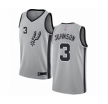 Men's San Antonio Spurs #3 Keldon Johnson Authentic Silver Basketball Jersey Statement Edition