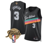 Men's San Antonio Spurs #3 Keldon Johnson Black 2026 Finals Patch City Edition Stitched Basketball Jersey
