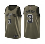Men's San Antonio Spurs #3 Keldon Johnson Swingman Green Salute to Service Basketball Jersey