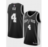 Men's San Antonio Spurs #4 De'Aaron Fox Black 2024-25 Icon Edition Stitched Basketball Jersey