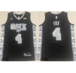 Men's San Antonio Spurs #4 De'Aaron Fox Black 2024-25 Statement Edition Stitched Basketball Jersey