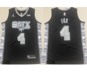 Men's San Antonio Spurs #4 De'Aaron Fox Black 2024-25 Statement Edition Stitched Basketball Jersey