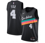 Men's San Antonio Spurs #4 De'Aaron Fox Black 2025-26 City Edition Swingman Stitched Basketball Jersey