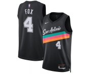 Men's San Antonio Spurs #4 De'Aaron Fox Black 2025-26 City Edition Swingman Stitched Basketball Jersey