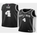 Men's San Antonio Spurs #4 DeAaron Fox Black 2025 Icon Edition Stitched Jersey