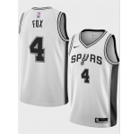 Men's San Antonio Spurs #4 De'Aaron Fox White 2024-25 Association Edition Stitched Basketball Jersey