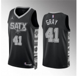 Men's San Antonio Spurs #41 Raiquan Gray Black Statement Edition Stitched Basketball Jersey
