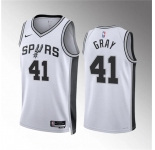 Men's San Antonio Spurs #41 Raiquan Gray White Association Edition Stitched Basketball Jersey