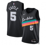 Men's San Antonio Spurs #5 Stephon Castle Black 2025-26 City Edition Swingman Stitched Basketball Jersey