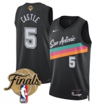 Men's San Antonio Spurs #5 Stephon Castle Black 2026 Finals Patch City Edition Stitched Basketball Jersey
