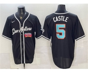 Men's San Antonio Spurs #5 Stephon Castle Black Stitched Baseball Jersey