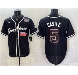 Men's San Antonio Spurs #5 Stephon Castle Black USA 250' Patch Stitched Baseball Jersey