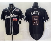 Men's San Antonio Spurs #5 Stephon Castle Black USA 250' Patch Stitched Baseball Jersey