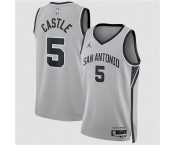 Men's San Antonio Spurs #5 Stephon Castle Silver 2025 Statement Edition Stitched Basketball Jersey