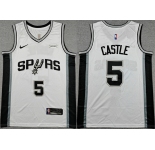 Men's San Antonio Spurs #5 Stephon Castle White 2025-26 Association Edition Stitched Basketball Jersey