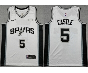 Men's San Antonio Spurs #5 Stephon Castle White 2025-26 Association Edition Stitched Basketball Jersey