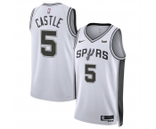 Men's San Antonio Spurs #5 Stephon Castle White Stitched Basketball Jersey