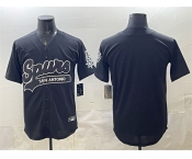 Men's San Antonio Spurs Blank Black Stitched Baseball Jersey
