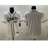 Men's San Antonio Spurs Blank White Stitched Baseball Jersey