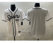 Men's San Antonio Spurs Blank White Stitched Baseball Jersey