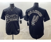 Men's San Antonio Spurs Team Big Logo Black Stitched Baseball Jersey