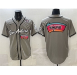 Men's San Antonio Spurs Team Big Logo Gray USA 250' Patch Stitched Baseball Jersey
