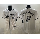 Men's San Antonio Spurs Team Big Logo White Stitched Baseball Jersey