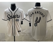 Men's San Antonio Spurs Team Big Logo White Stitched Baseball Jersey