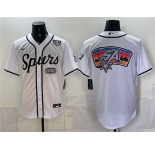 Men's San Antonio Spurs Team Big Logo White USA 250' Patch Stitched Baseball Jersey