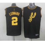 nba san antonio spurs #2 leonard black[gold lettering fashion]