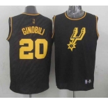 nba san antonio spurs #20 ginobili black[gold lettering fashion]