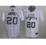 nba san antonio spurs #20 ginobili white-grey[2014 new]