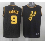 nba san antonio spurs #9 parker black[gold lettering fashion]