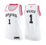 Women's Nike San Antonio Spurs #1 Lonnie Walker Swingman White Pink Fashion NBA Jersey
