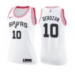 Women's Nike San Antonio Spurs #10 DeMar DeRozan Swingman White Pink Fashion NBA Jersey