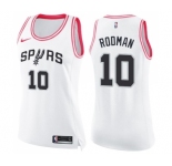 Women's Nike San Antonio Spurs #10 Dennis Rodman Swingman White Pink Fashion NBA Jersey