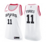 Women's Nike San Antonio Spurs #11 Bryn Forbes Swingman White Pink Fashion NBA Jersey