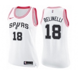 Women's Nike San Antonio Spurs #18 Marco Belinelli Swingman White Pink Fashion NBA Jersey