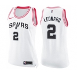 Women's Nike San Antonio Spurs #2 Kawhi Leonard Swingman White Pink Fashion NBA Jersey