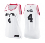 Women's Nike San Antonio Spurs #4 Derrick White Swingman White Pink Fashion NBA Jersey