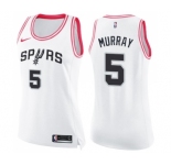 Women's Nike San Antonio Spurs #5 Dejounte Murray Swingman White Pink Fashion NBA Jersey