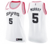Women's Nike San Antonio Spurs #5 Dejounte Murray Swingman White Pink Fashion NBA Jersey
