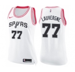 Women's Nike San Antonio Spurs #77 Joffrey Lauvergne Swingman White Pink Fashion NBA Jersey