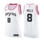 Women's Nike San Antonio Spurs #8 Patty Mills Swingman White Pink Fashion NBA Jersey